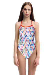 Arena Women's Linear Triangle Challenge Back One Piece Swimsuit - White / Multi