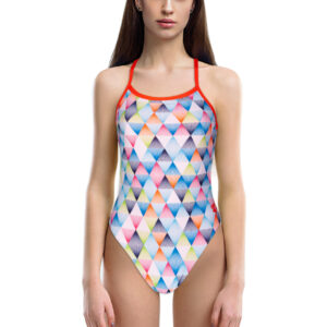 Arena Women's Linear Triangle Challenge Back One Piece Swimsuit - White / Multi-0
