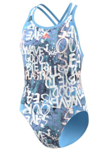 Adidas Girls Parley Swimsuit - Blue / Semi Coral