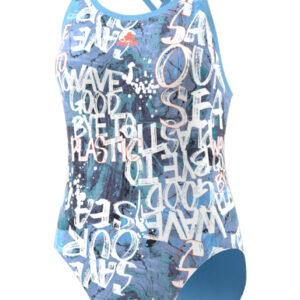 Adidas Girls Parley Swimsuit - Blue / Semi Coral-0