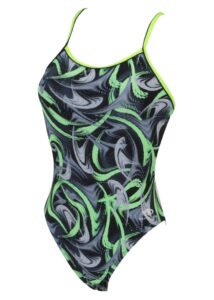 Blueseventy Womens Fog Open Back Swimsuit - Green / Silver