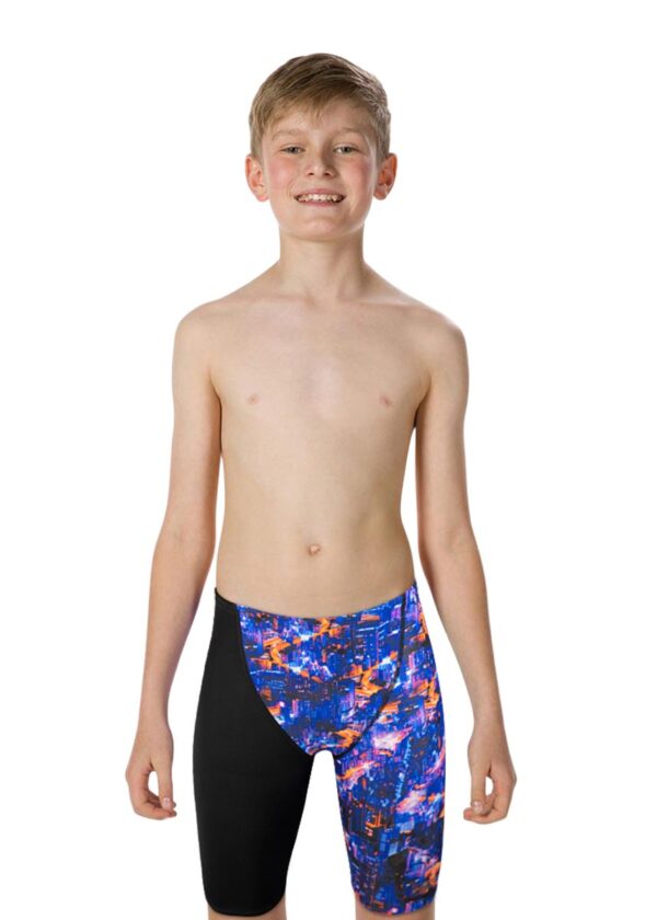 Speedo Junior Boy's Fastskin Endurance+ Highwaist Jammer - Black/ Blue / Kanji Lights