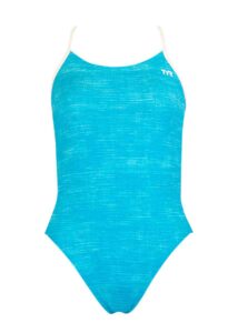 TYR Girl's Sandblasted Cut Out Fit Swimsuit - Turq / White