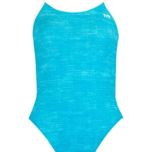 TYR Girl's Sandblasted Cut Out Fit Swimsuit - Turq / White-0