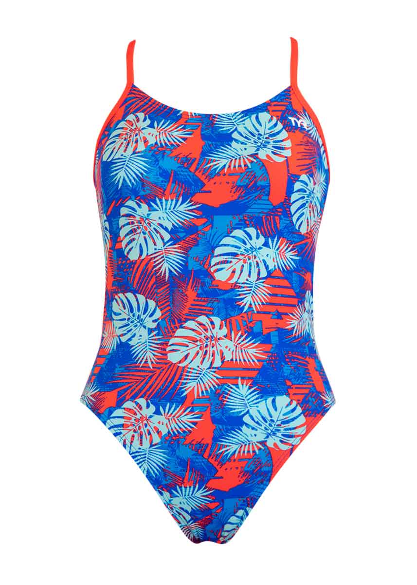 TYR Girl's Tortuga Cut Out Fit Swimsuit - Teal / Multi