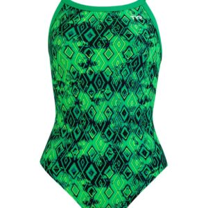 TYR Girl's Glacial Performance Diamond Fit Swimsuit Green