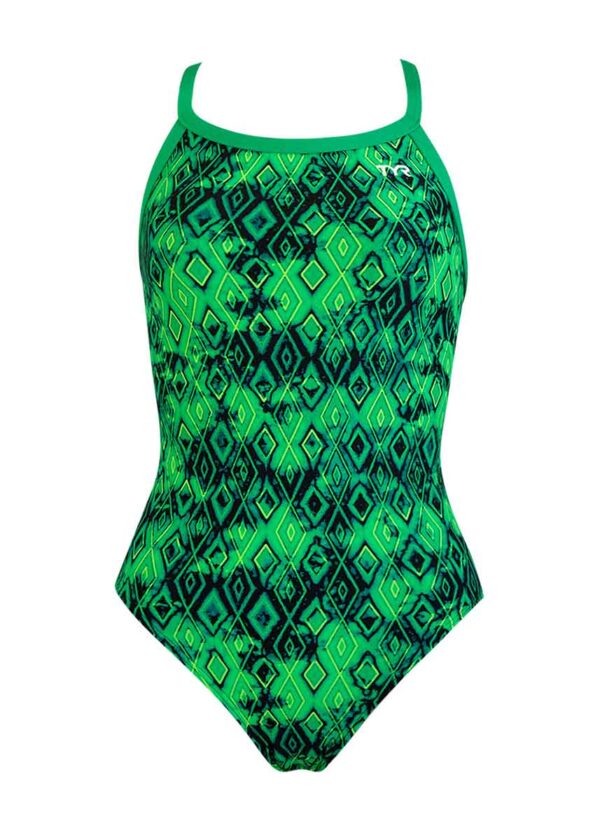 TYR Girl's Glacial Performance Diamond Fit Swimsuit Green