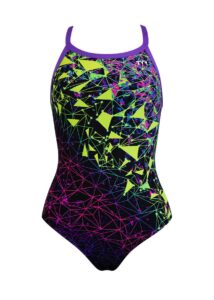 TYR Girls's Orion Performance Diamond Fit Swimsuit - Lime / Purple