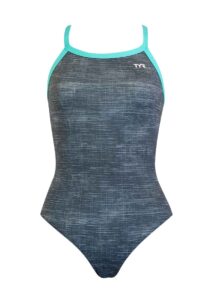 TYR Girl's Sandblasted Diamond Fit Swimsuit - Grey / Teal