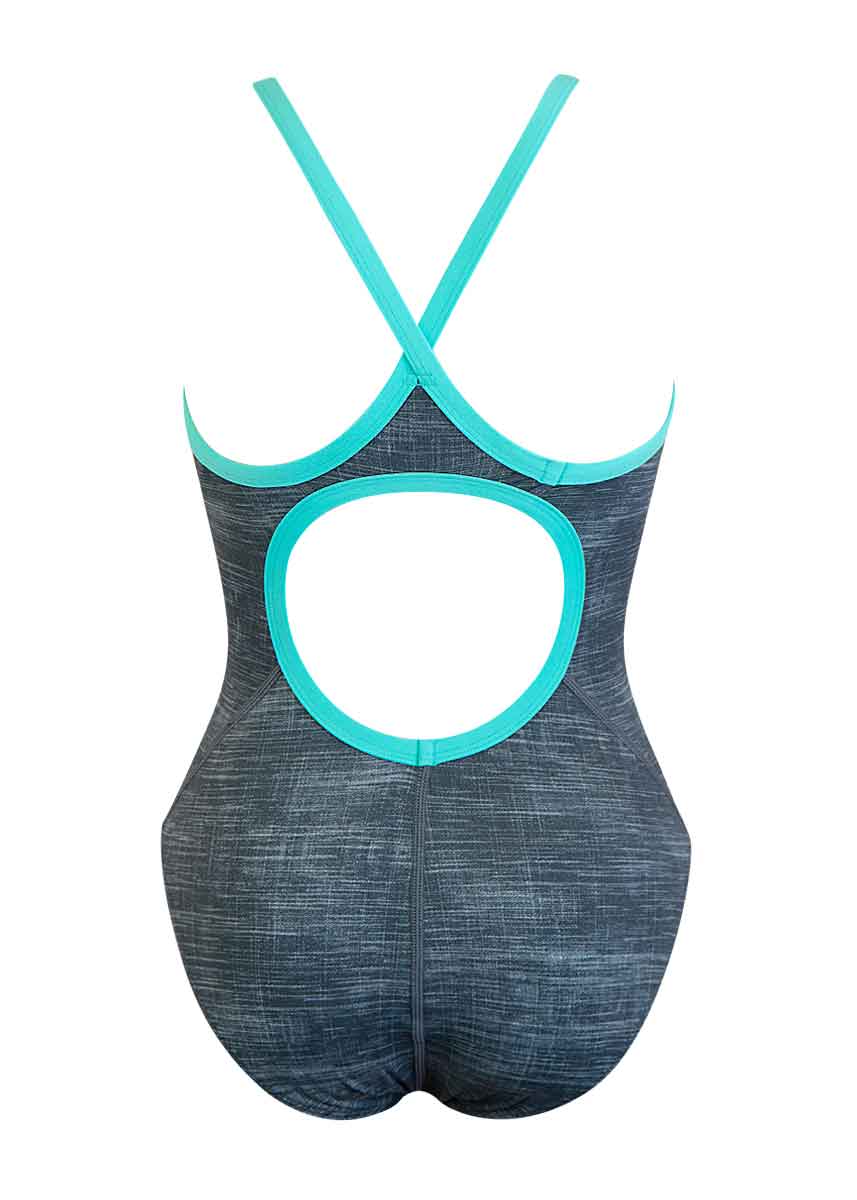 TYR Girl's Sandblasted Diamond Fit Swimsuit - Grey / Teal-430132