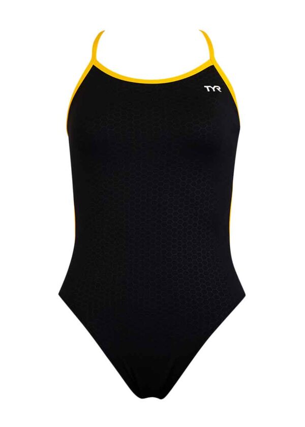TYR Girl's Hexa Performance Trinity Fit Swimsuit - Black / Gold
