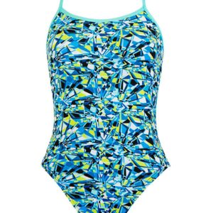 TYR Girl's Fragment Trinity Fit Swimsuit - Blue / Multi
