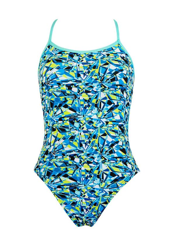 TYR Girl's Fragment Trinity Fit Swimsuit - Blue / Multi