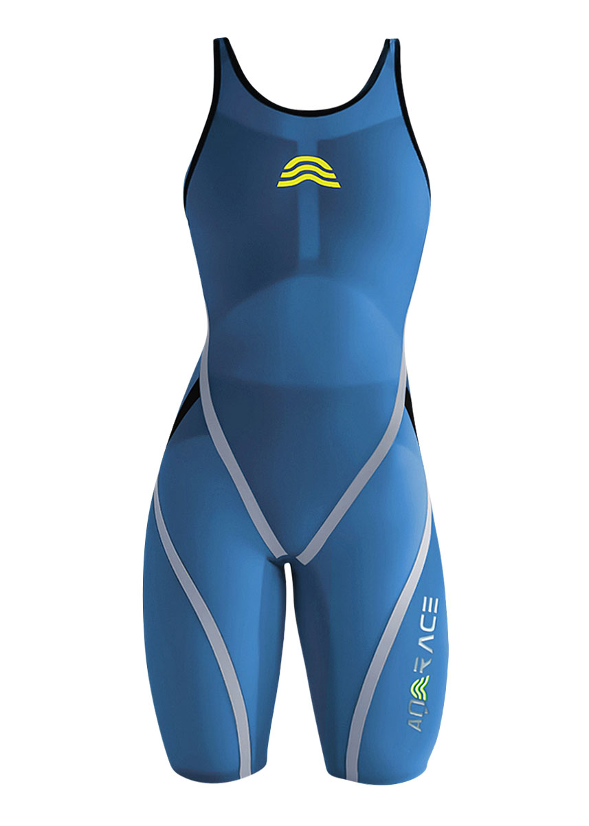 AquaRapid AQRace Womens Kronos Openback Kneesuit - Petrol Blue-430299