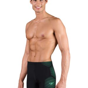 Speedo Men's Tech Placement Aquashort - Black / Green Glow-0