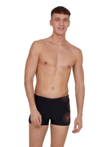 Speedo Men's Tech Placement Aquashort - Speedo Black / Phoenix Red