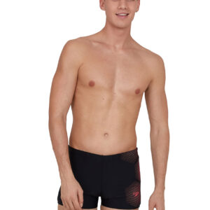 Speedo Men's Tech Placement Aquashort - Speedo Black / Phoenix Red-0