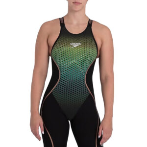 Women's Racing Swimsuit - Speedo Fastskin LZR Pure Intent Openback Kneeskin - Stealth Hex Print