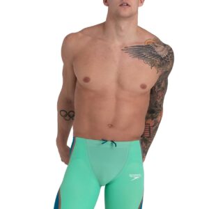 Speedo Men's Fastskin LZR Pure Intent High Waist Jammer - Green Glow / Nordic Teal