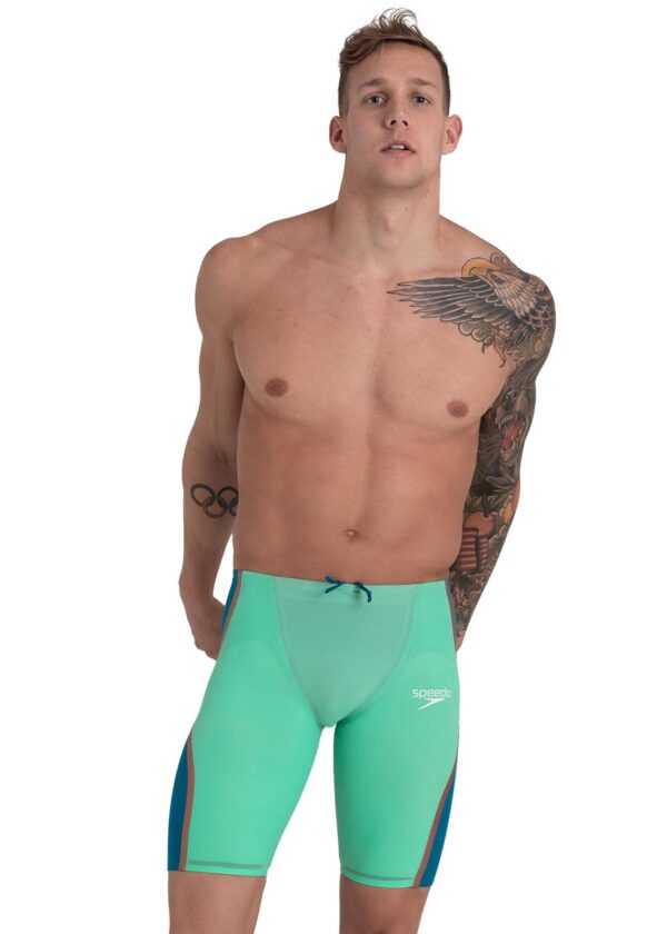 Speedo Men's Fastskin LZR Pure Intent High Waist Jammer - Green Glow / Nordic Teal