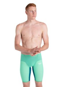 Speedo Men's Fastskin LZR Pure Valor High Waisted Jammer - Green Glow / Nordic Teal
