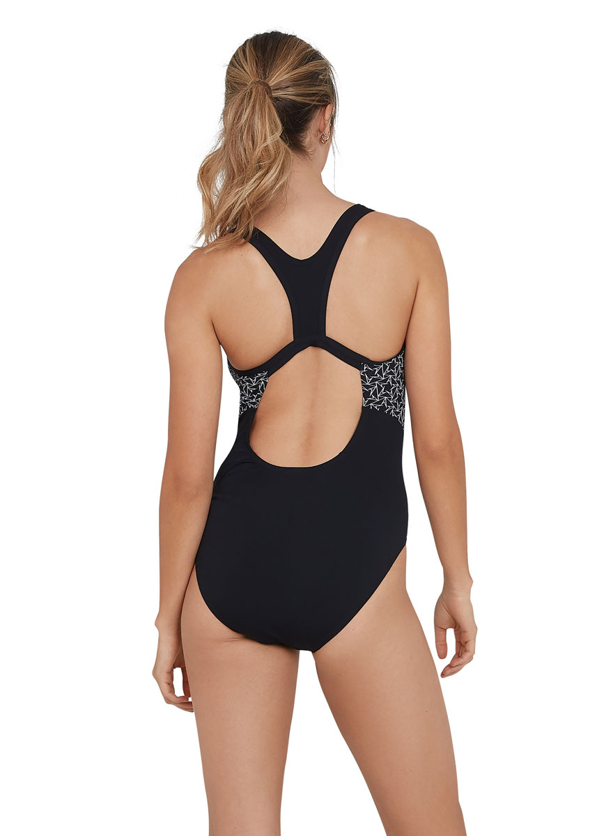 Speedo Women's Boomstar Splice Flyback Swimsuit - Black / White-brand
