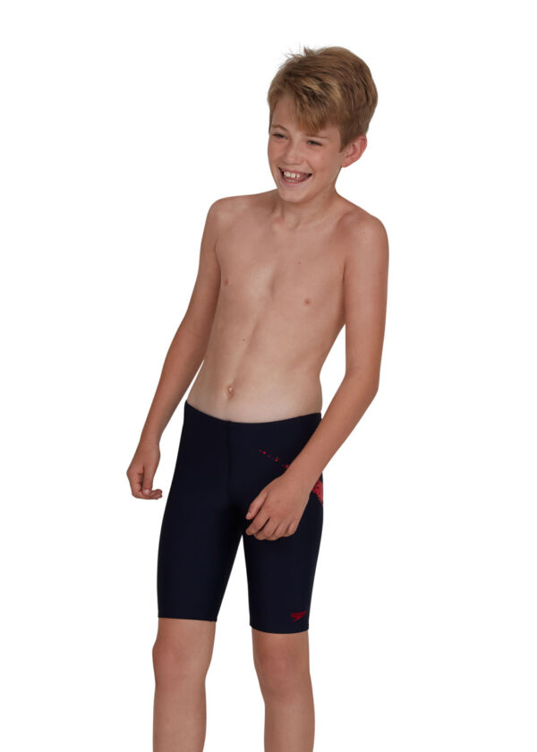 Speedo Boy's Boomstar Placement Jammer - True Navy / Fed Red-0