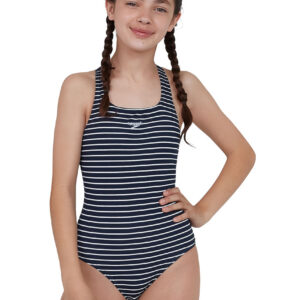 Speedo Girl's Endurance+ Printed Medalist Swimsuit - Ture Navy / White-0