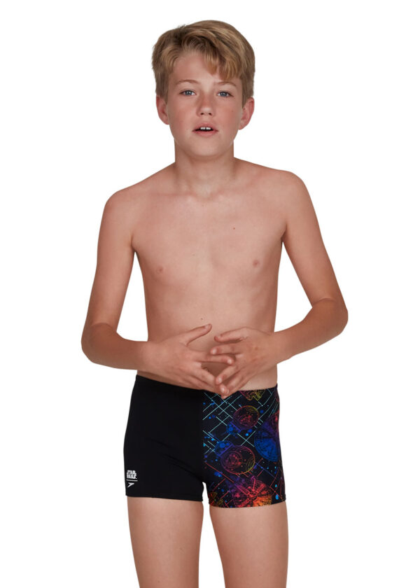 Speedo Boy's Star Wars Digital Allover 1 Leg Aquashort - Black / Cosmo / Phoenix Red-0