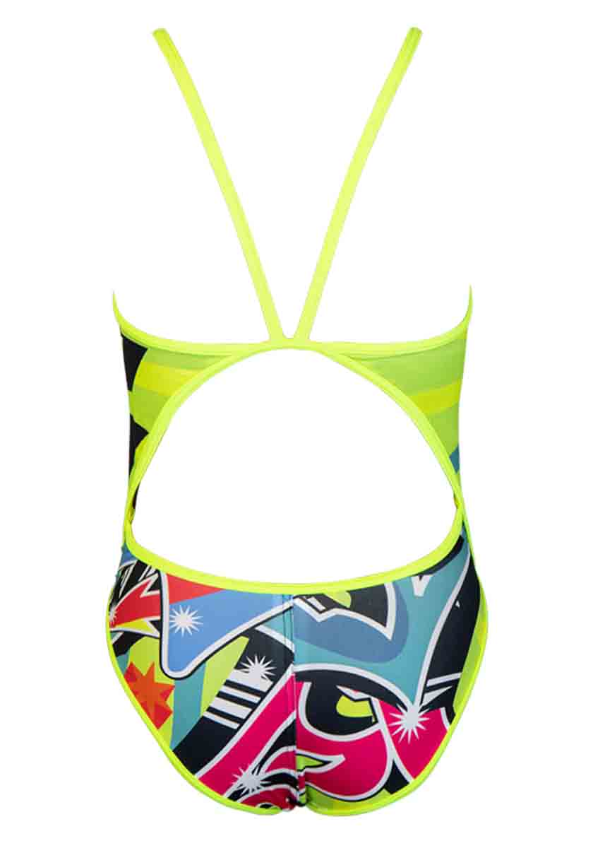 Turbo Girl's Grafitti Flour Swimsuit - Multicoloured-532261