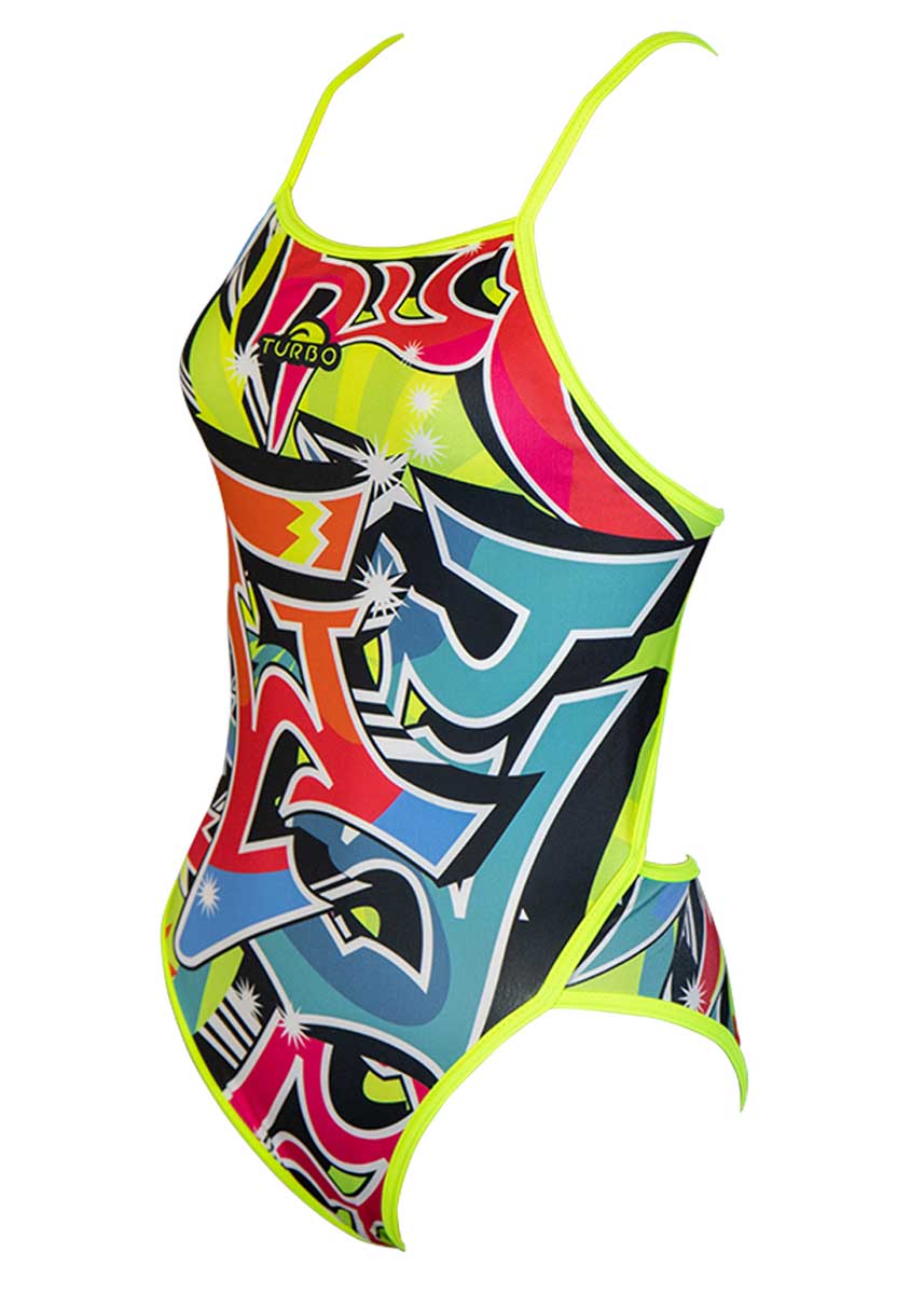 Turbo Women's Grafitti Flour Swimsuit - Multicoloured-532198