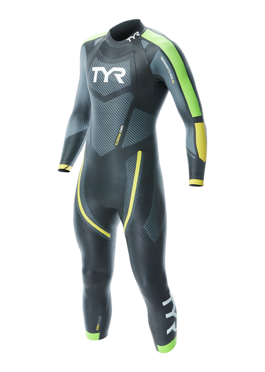 TYR Men's Category 5 Wetsuit - Black/Green/Yellow