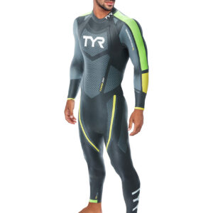 TYR Men's Category 5 Wetsuit - Black/Green/Yellow