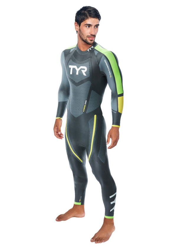 TYR Men's Category 5 Wetsuit - Black/Green/Yellow