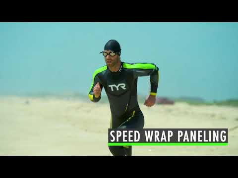 TYR Men's Category 5 Wetsuit - Black/Green/Yellow-540898