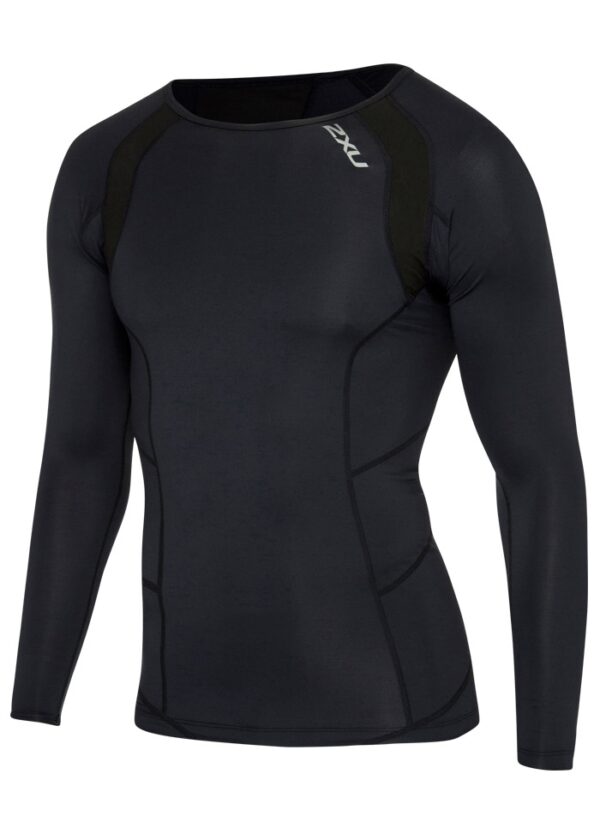 2XU Mens Long Sleeve Compression Top - Black / Silver