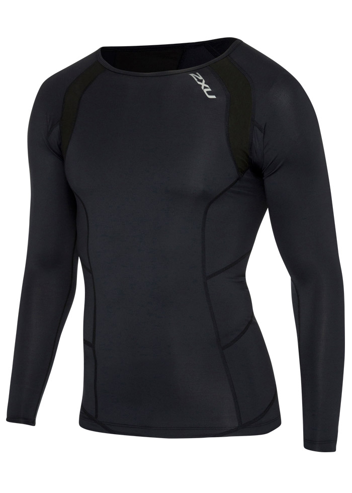 2XU Mens Long Sleeve Compression Top - Black / Silver