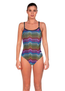 Arena Womens Stripes Challenge Back Swimsuit - Black / Multi
