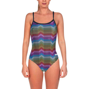 Arena Womens Stripes Challenge Back Swimsuit - Black / Multi-0