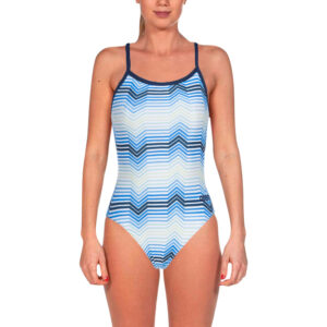Arena Womens Stripes Challenge Back Swimsuit - Navy / White-0