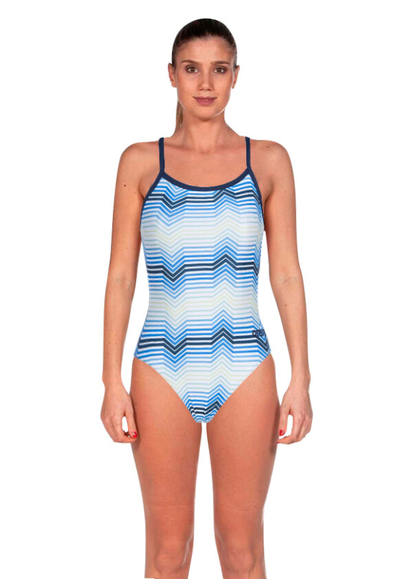 Arena Womens Stripes Challenge Back Swimsuit - Navy / White-0