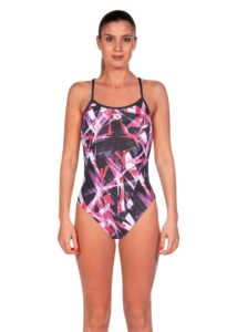 Arena Womens Night Lights Light Tech Swimsuit - Black / Pink