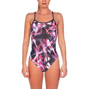 Arena Womens Night Lights Light Tech Swimsuit - Black / Pink-0