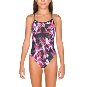 Arena Girls Night Lights Light Tech Swimsuit - Black / Pink-0