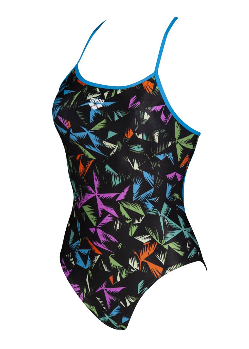 Arena Girls Multicolour Palms Accelerate Back Swimsuit - Turquoise / Multi-534091