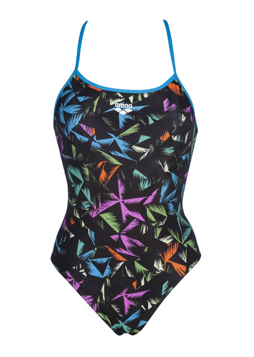 Arena Girls Multicolour Palms Accelerate Back Swimsuit - Turquoise / Multi-534093