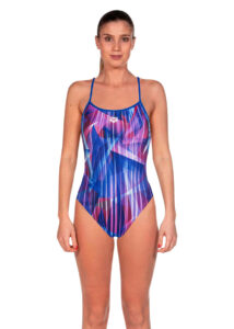Arena Womens Shading Prism Booster Back Swimsuit - Neon Blue / Multi