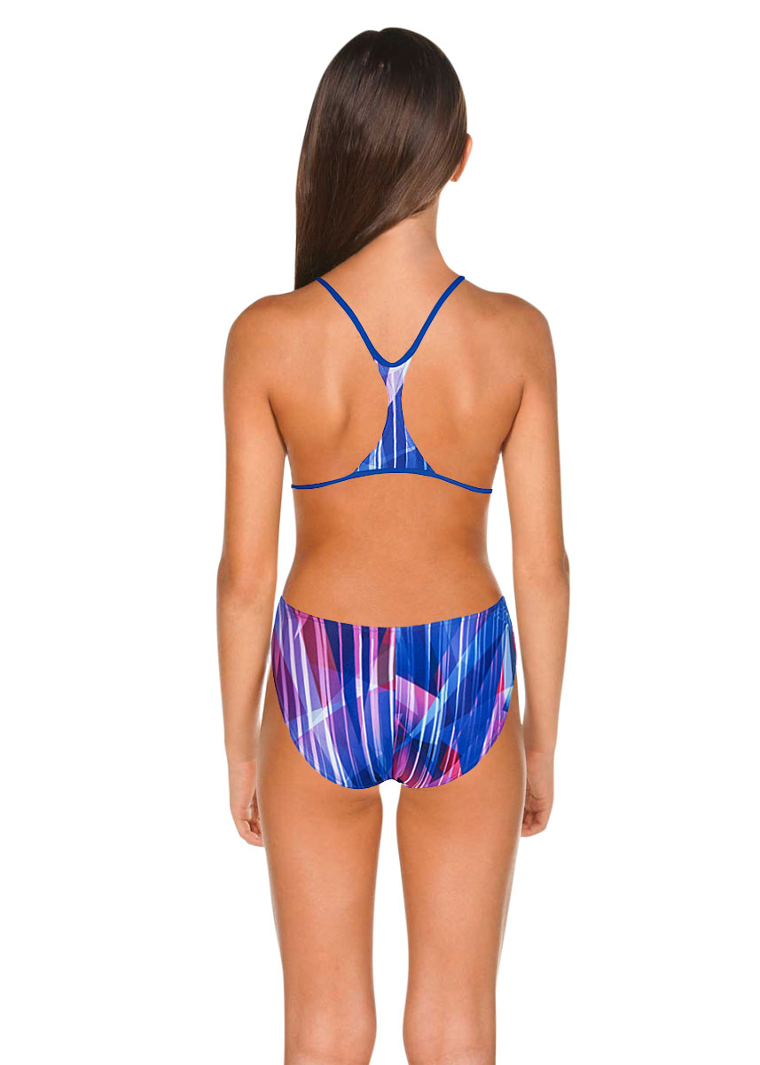 Arena Girls Shading Prism Booster Back Swimsuit - Neon Blue / Multi-brand