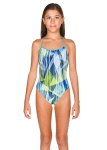 Arena Girls Shading Prism Booster Back Swimsuit - Mint / Multi