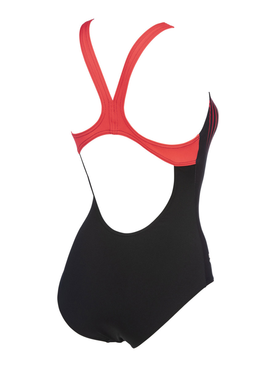 Arena Womens Optical Waves Swimsuit - Black / Fluo Red-533991